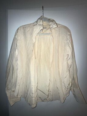 LOFT Cream Button-Front Blouse
